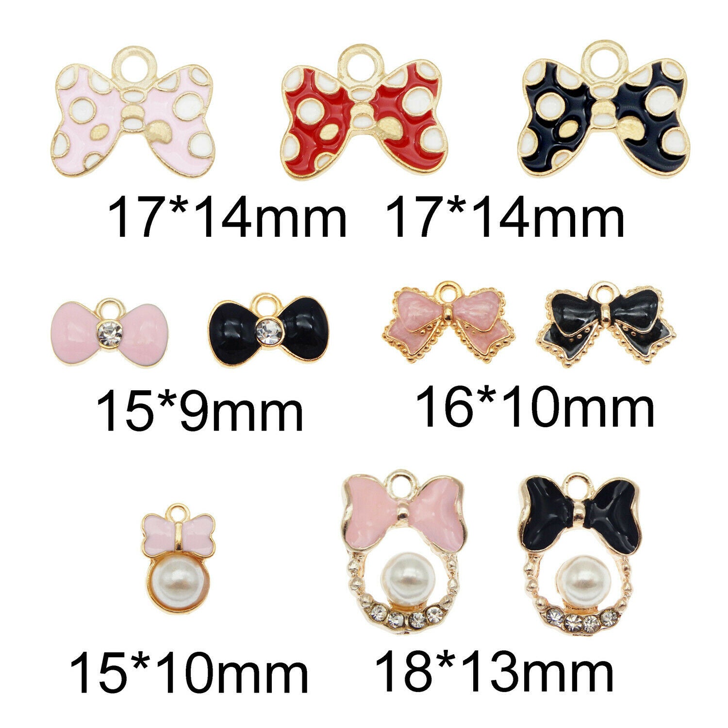 20 pcs Mix Lot Bow Alloy Charm Enamel Drop Dangles For Bracelet Pendant Making
