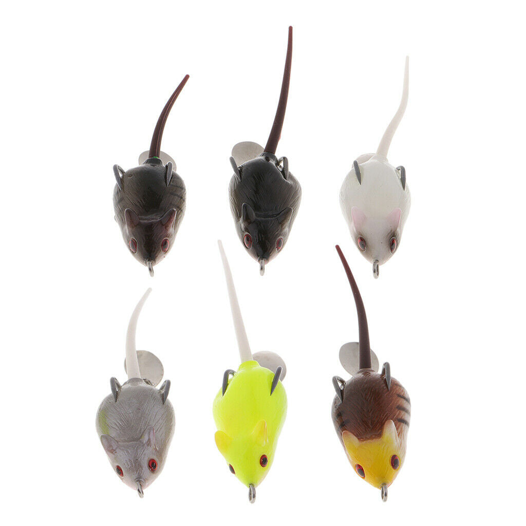 Set of 6 Mouse Fishing Lure Mice Bait Topwater Rat Lure Weedless Mouse Lure