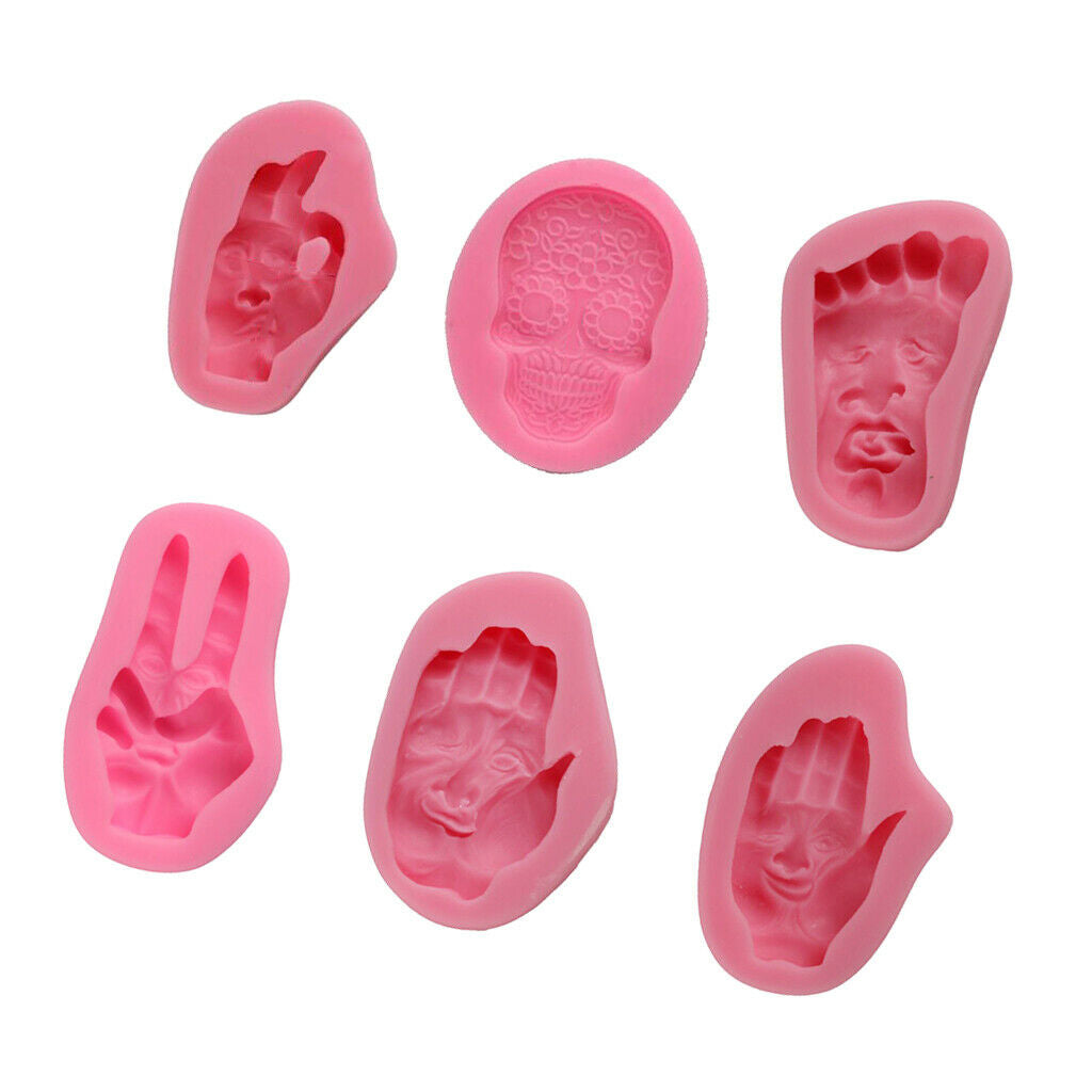6 piece Halloween cake decoration palm geek smiling old woman hoe