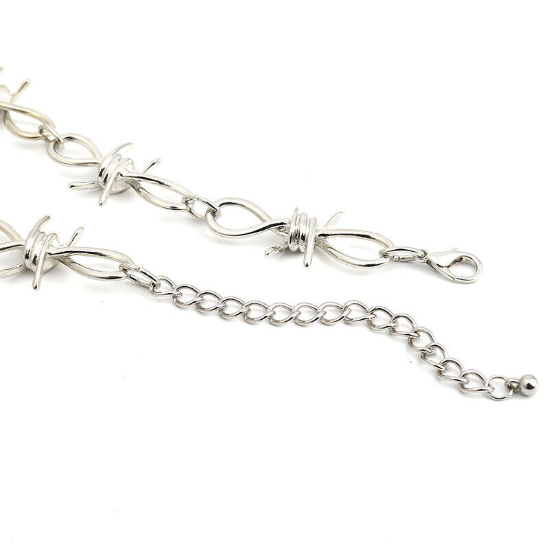 Punk Barbed Wire Brambles Blade Pendant Necklace Jewelry Hip-hop Choker Wom T Rf