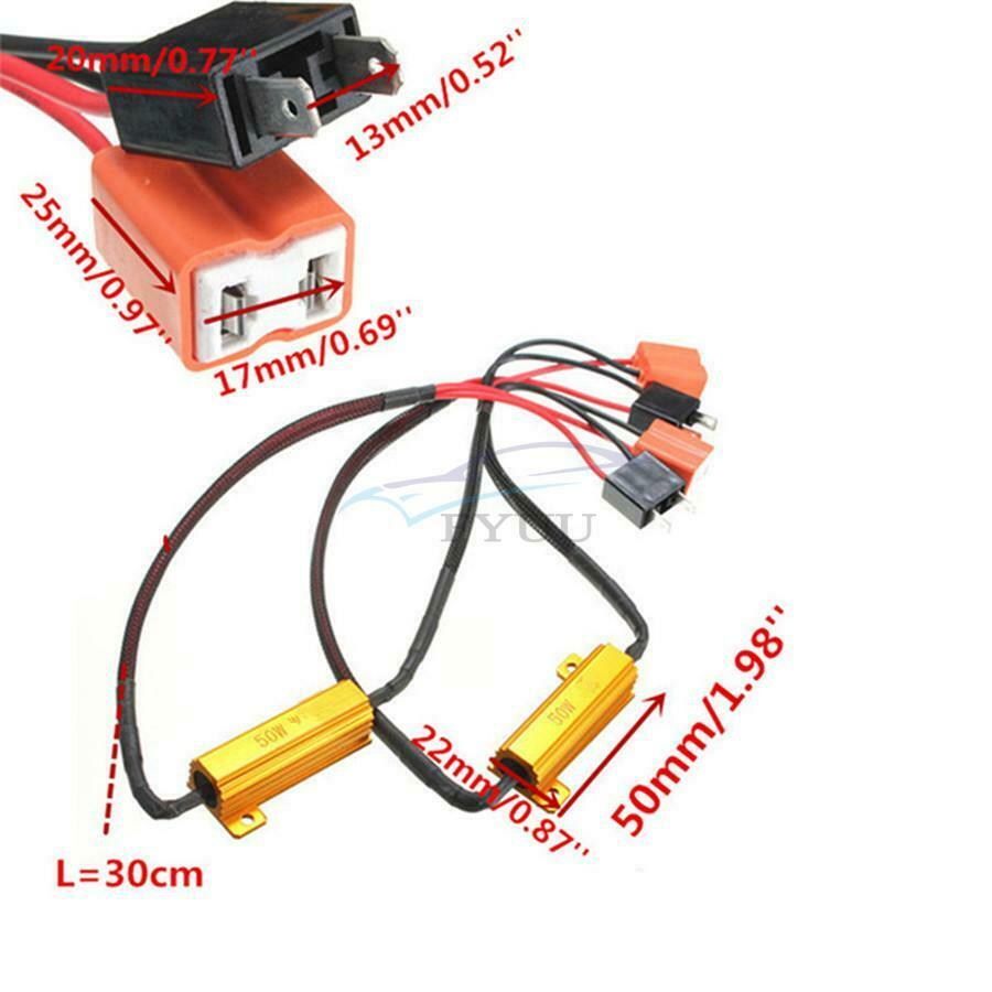 12V 50W 6 Ohm H7 Ceramic Plug Error Free Harness LED Light Load Resistor Adapter