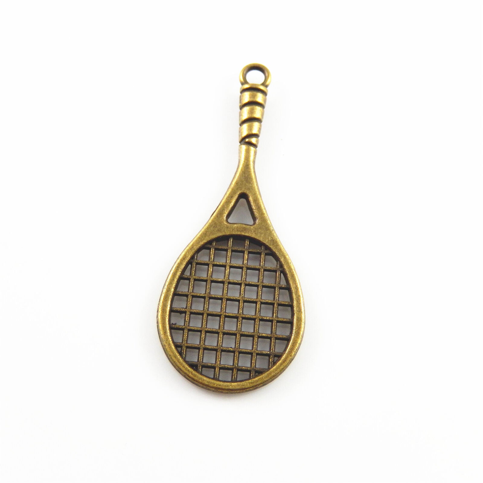 20 Retro Bronze Tennis Charm Racquet Pendant Sport Bracelet DIY Jewelry 48x19mm