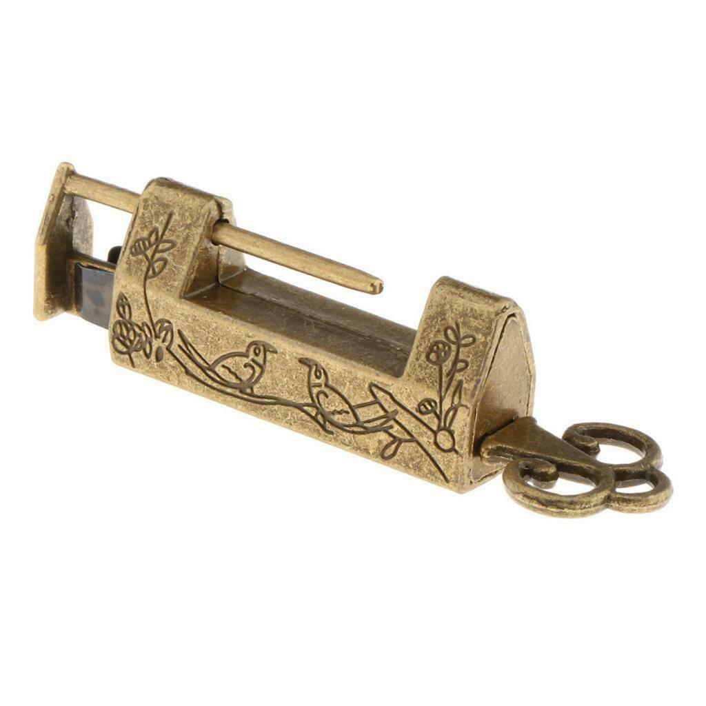 Chinese Ancient Padlocks with Keys Lock Key Set for Jewelry Box Flower Birds