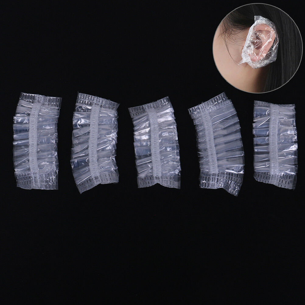 100pcs Disposable Plastic Waterproof Ear Protector Cover Dye Shield ProtectiBDA