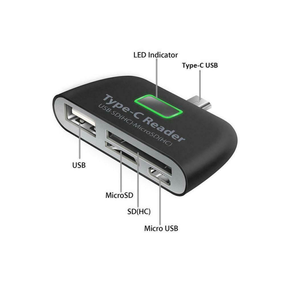 Type C 3.1 to USB 2.0 OTG HUB Adapter SD/TF Memory Card Reader For