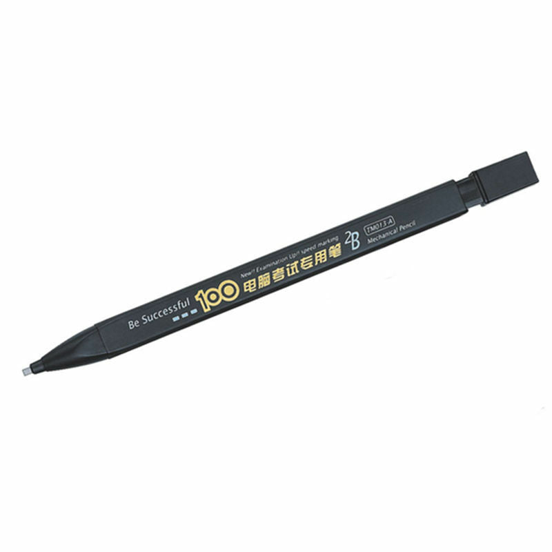 New 1PCs 2B Black Lead Holder Exam Mechanical Pencil + 6PCs Lead Refills Set