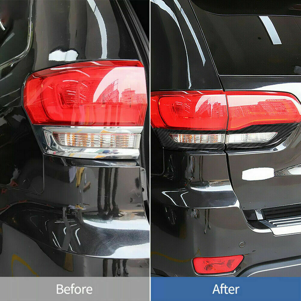 For 2014-2021 Jeep Grand Cherokee Gloss Black Tail Light Lamp Cover Trim Bezel
