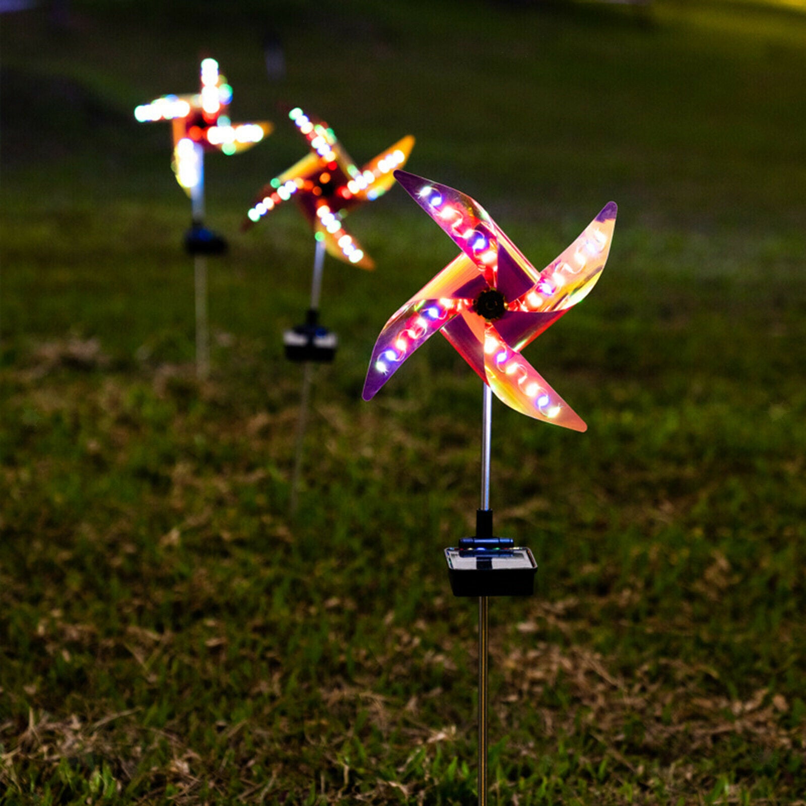 Solar Wind Spinner Light Garden Path Outdoor Yard Pinwheels Windmill Decor
