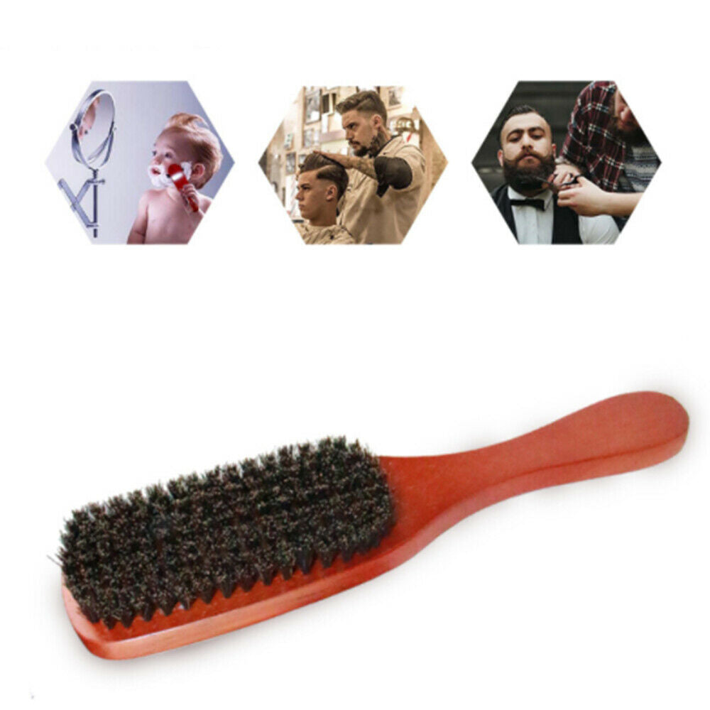 Solid Wood Boar Shaving Brush Beard Massage Black Boar Bristle Hair Brush Curved