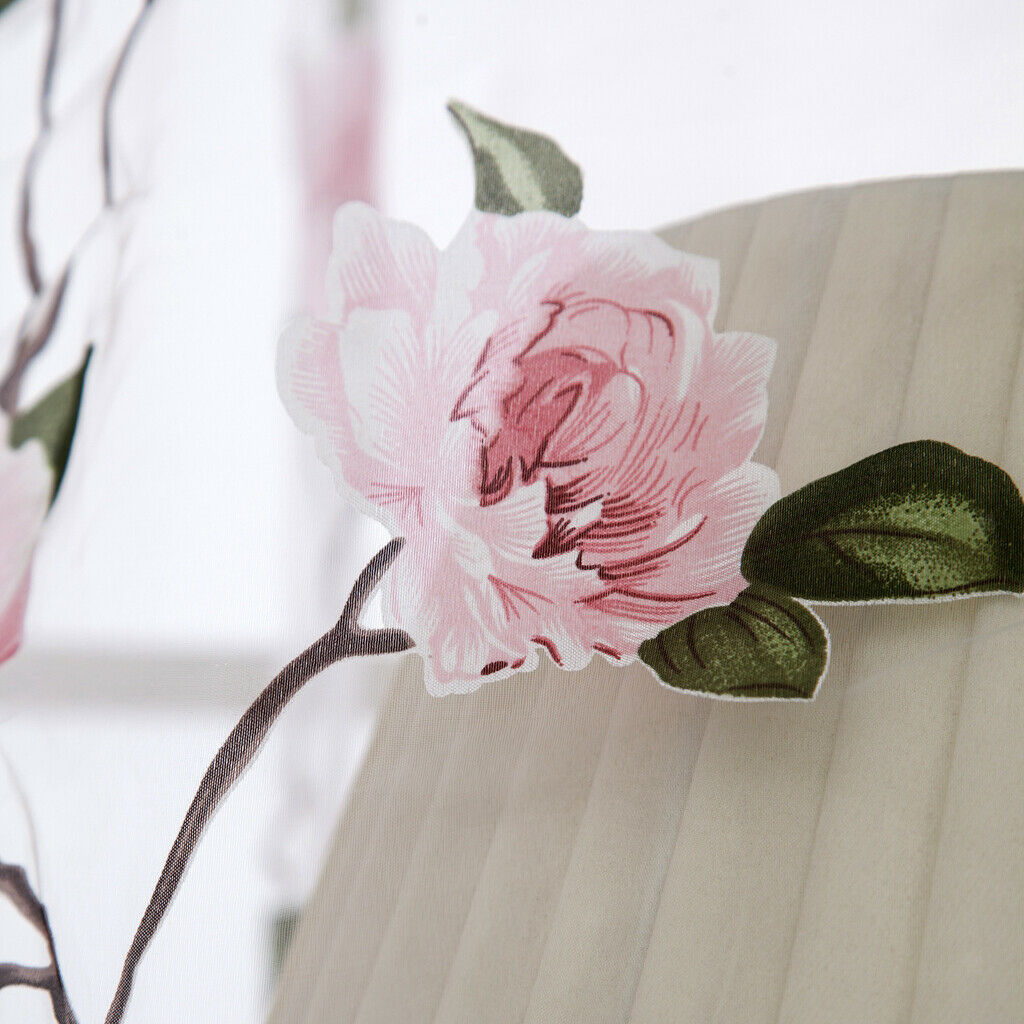 Flower Pattern Voile Window Tiers Kitchen Voile Sheer Half Curtain Drape