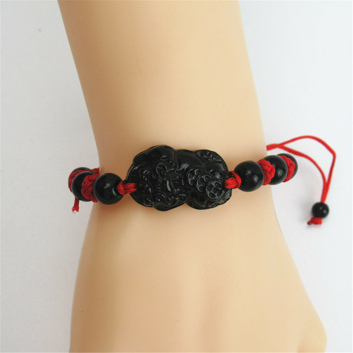 Unisex Obsidian lucky Pi Xiu Brave Troops Wrist Pipe Bracelet Knitting Bead Rope
