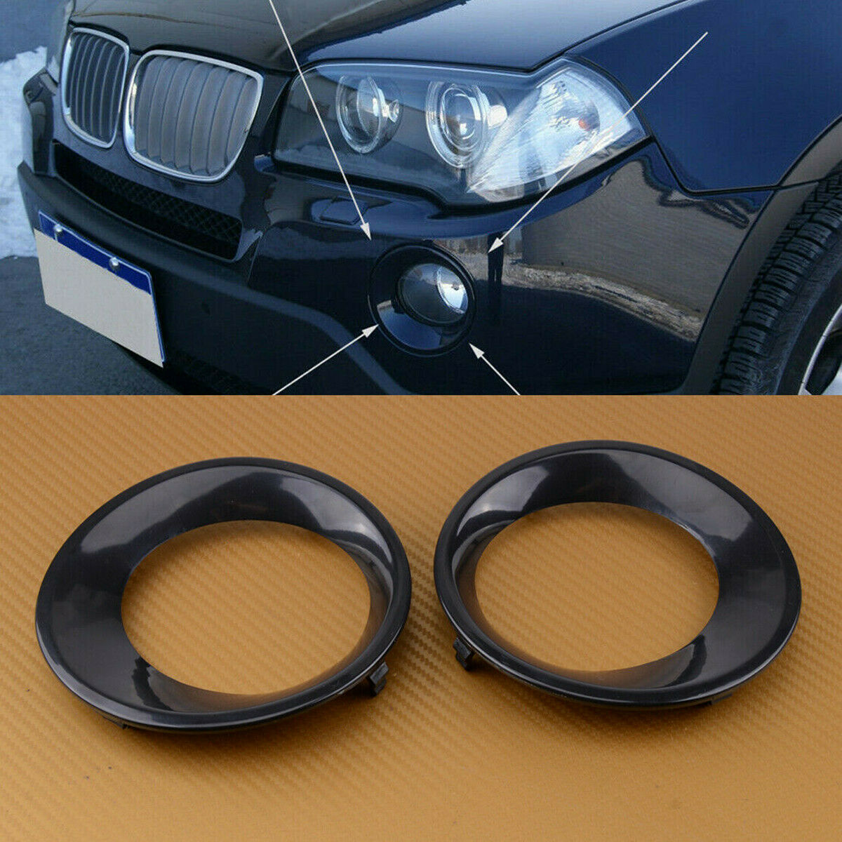 1 Pair Front Fog Light Lamp Bezel Cover Trim Grill For BMW X3 E83 LCI 2007-2010