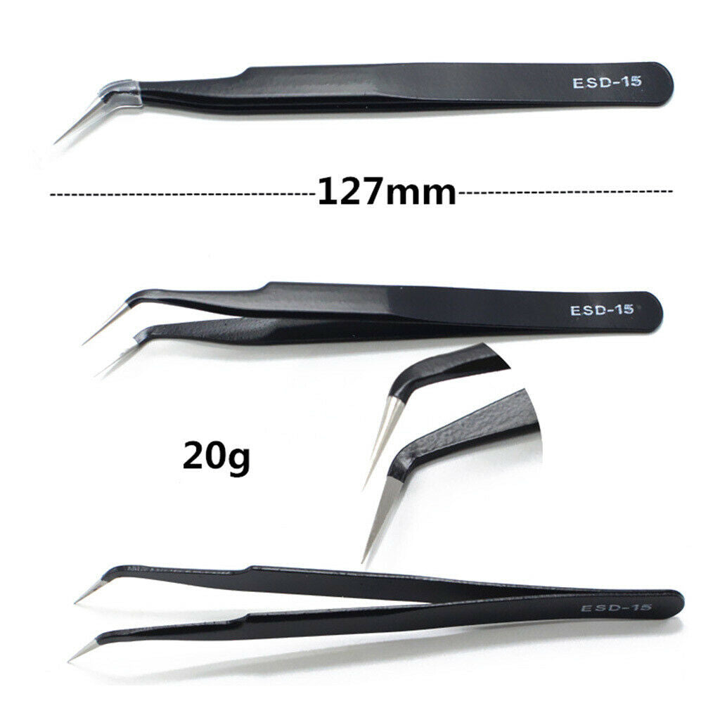 10 in 1 ESD Anti-static Tweezers Set Maintenance Repair Tools Kit with Bag