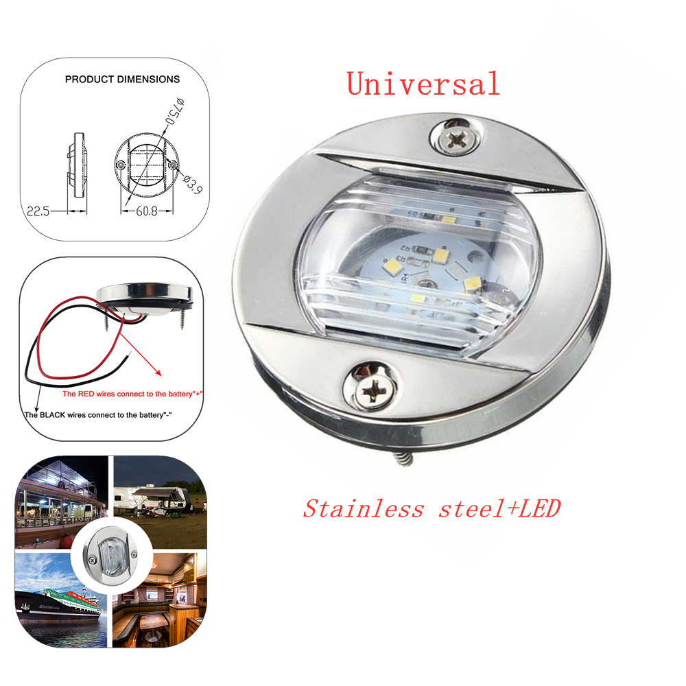 4x 6-LEDs Round Marine Boat LED Stern Light Cabin Deck Courtesy Lamp Waterproof
