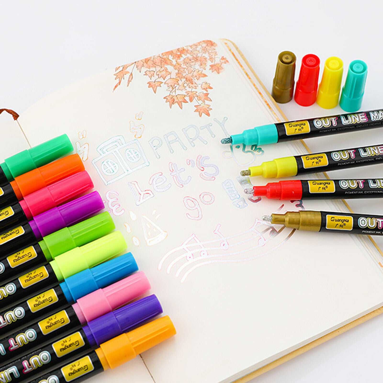 Double Line Outline Pens - 24 Colors Double Line Pen, Outline Markers for