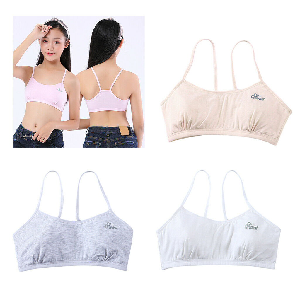 3 Pack Girl Soft Breathable Bra No Rims Training Vest Seamless Puberty Bra