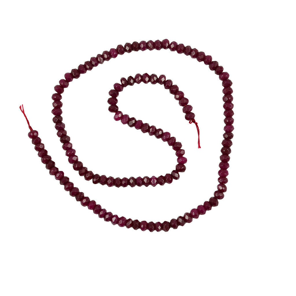 15 "Natural Faceted Ruby Red Jade Rondelle Loose Bead Strands