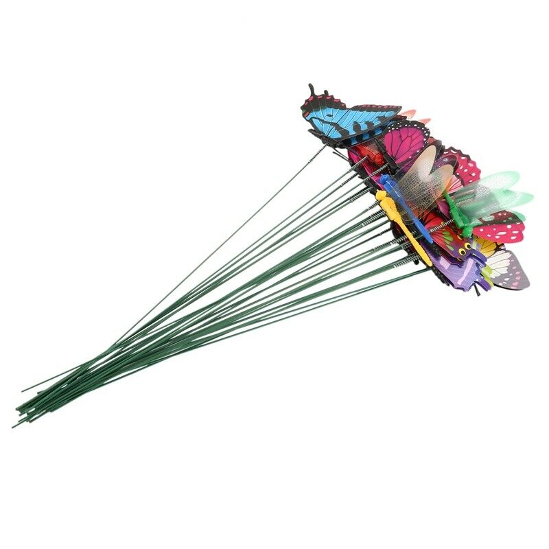 20 Pieces Garden Butterflies Stakes And 4 Pieces Dragonflies Stakes Garden OrnY4