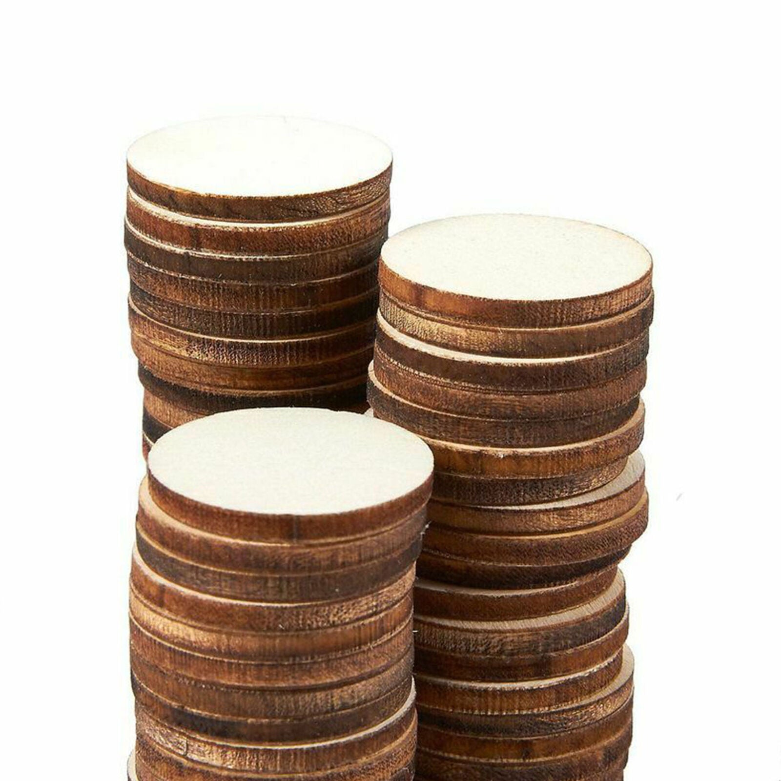 60pcs Natural Wood Slices Round Disc Tree Bark Log Wooden Circles for DIY Craft
