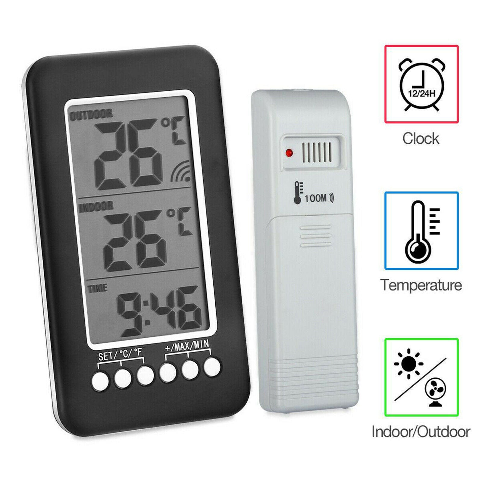 Thermometer Clock Temperature Tester Temperature Measuring Tools for Home