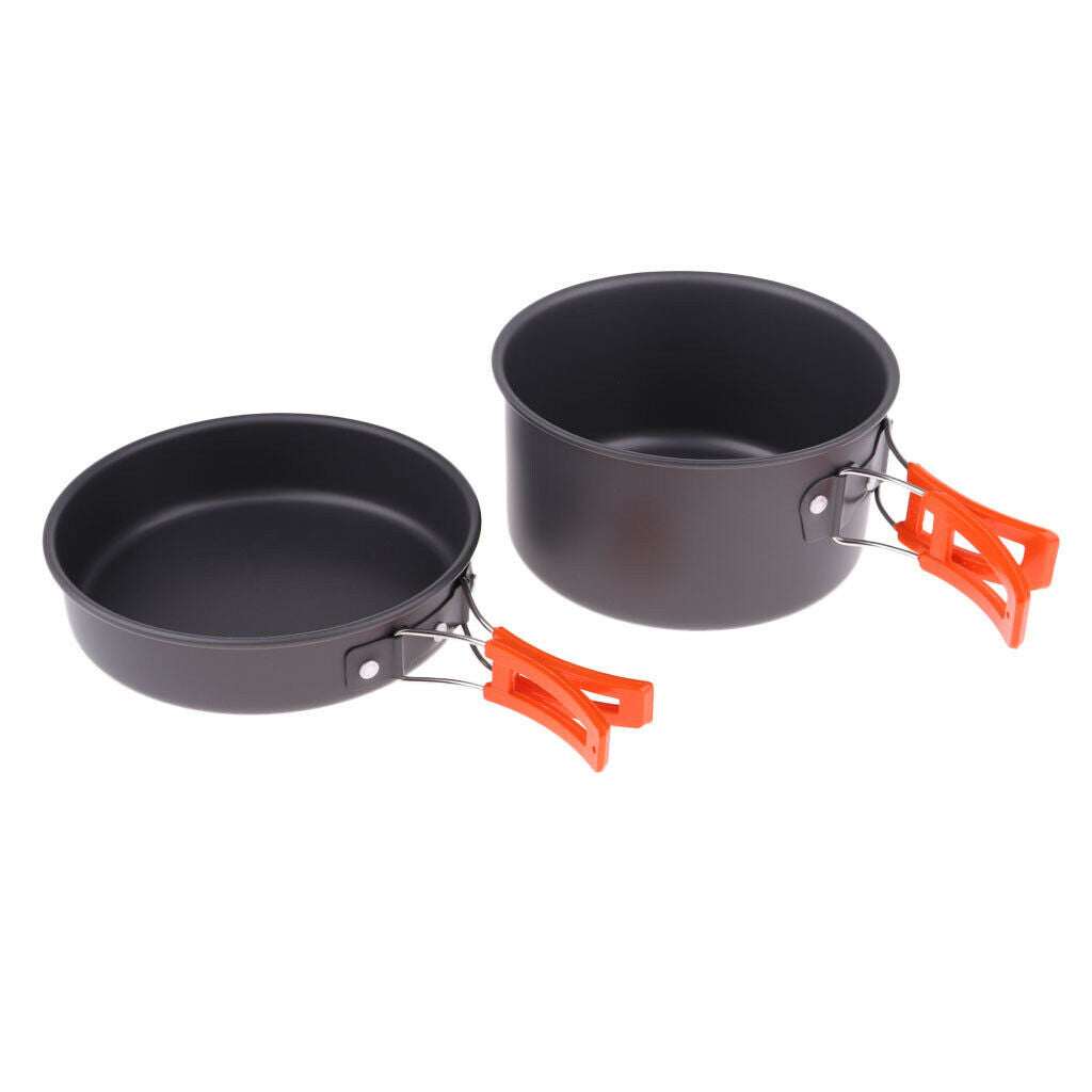Folding Non Stick Pot Fry Pan Kettle Camping Cook Cooking Cookware Set