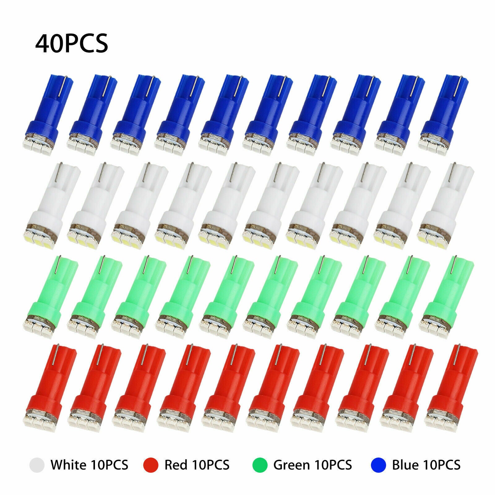 40x T5 74 3-SMD-3020 LED Speedometer Instrument Gauge Cluster Dash Light Bulbs