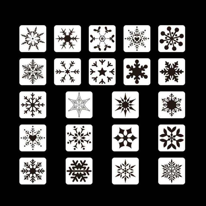 22 Pcs Christmas Stencils Plastic Drawing Templates for Home School Party Decor