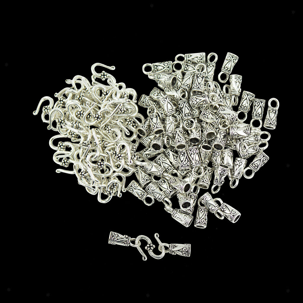 30 Sets Alloy Hook End Caps Leather Cord Beading Crafts Crimp Bead Wholesale