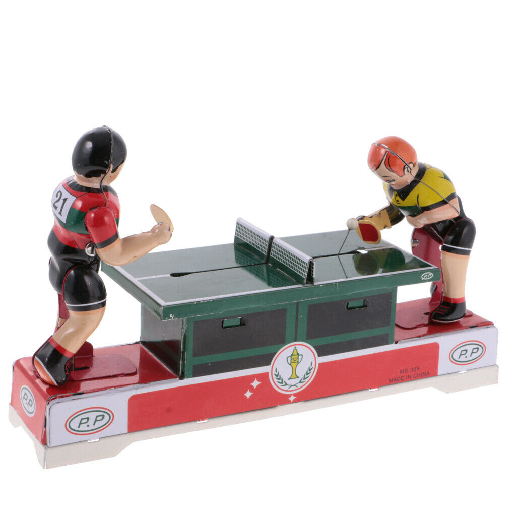 Classic Game Ping Pong Tin Toys Collectible Clockwork Wind Up