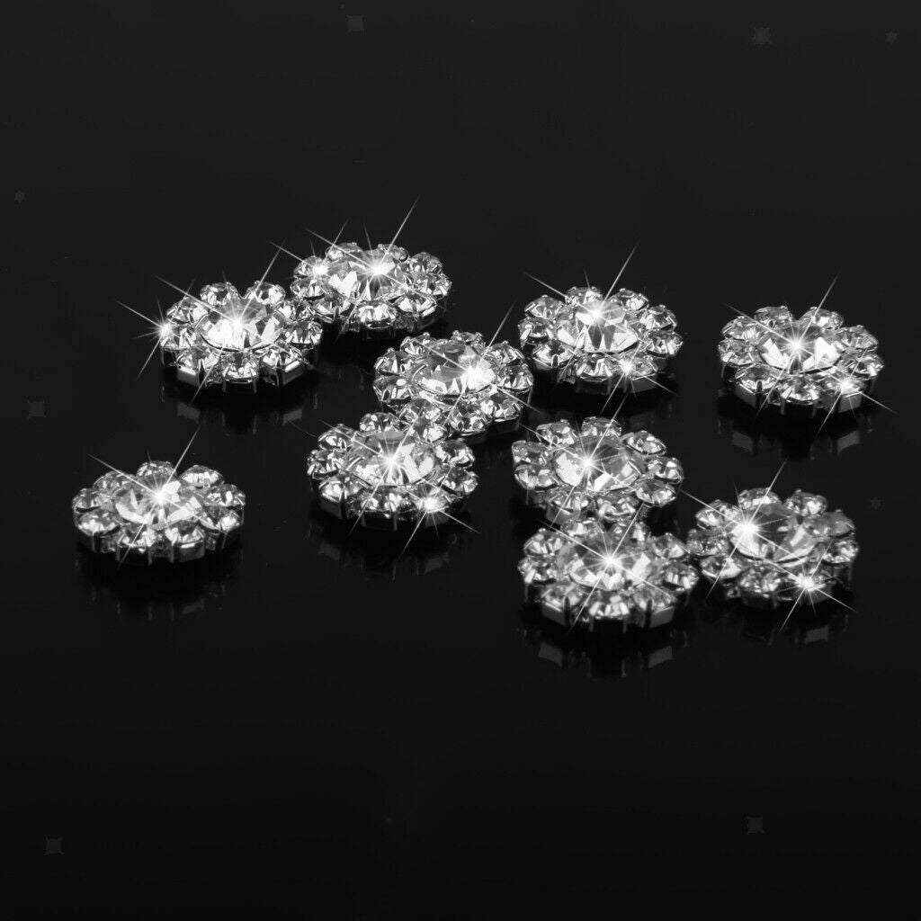 20x Crystal Rhinestone Floral Buttons Flatback Embellishments DIY Crafts 12mm