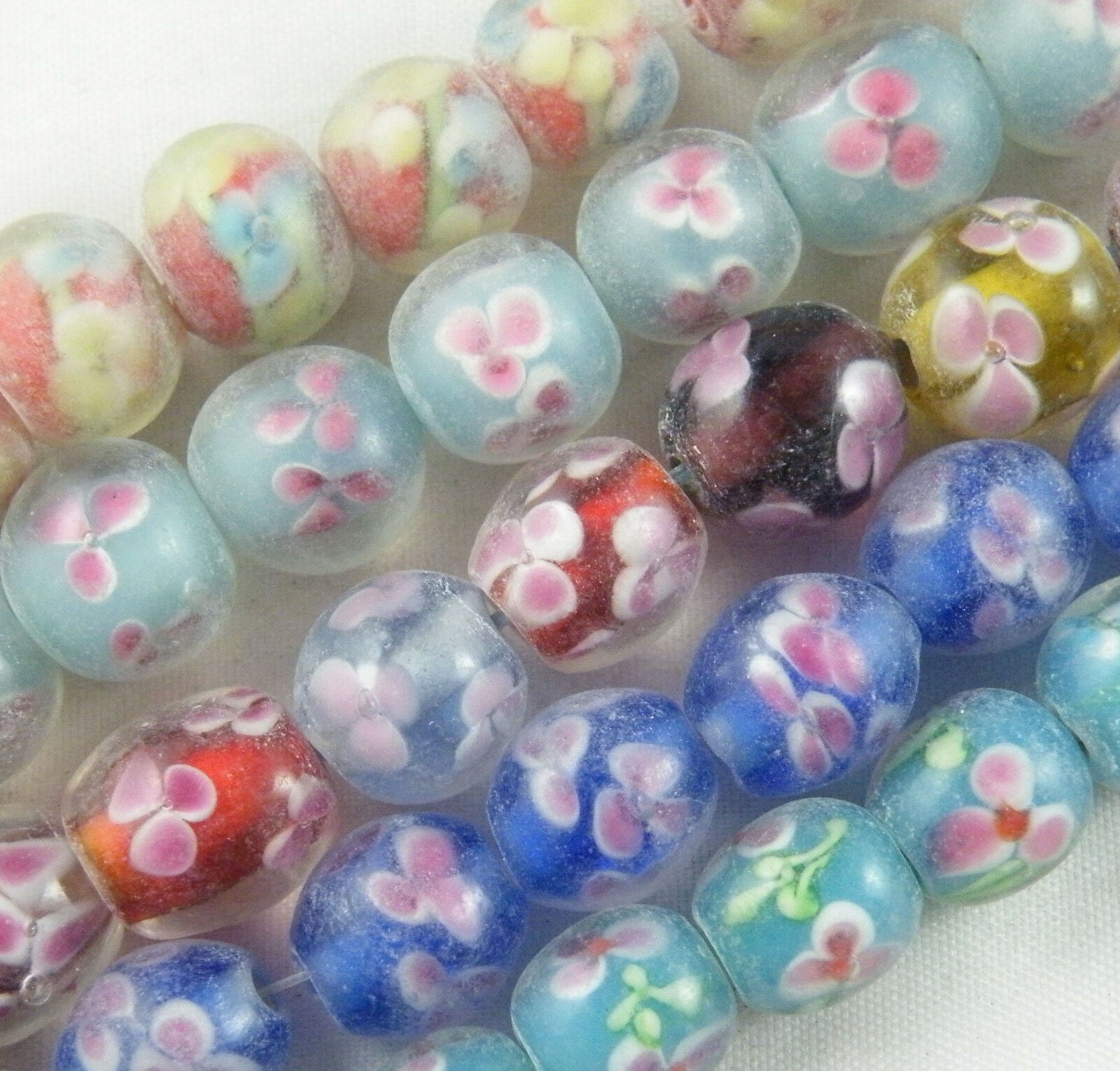 24pcs Handmade Lampwork Glass Mixed Round Beads 12mm P423