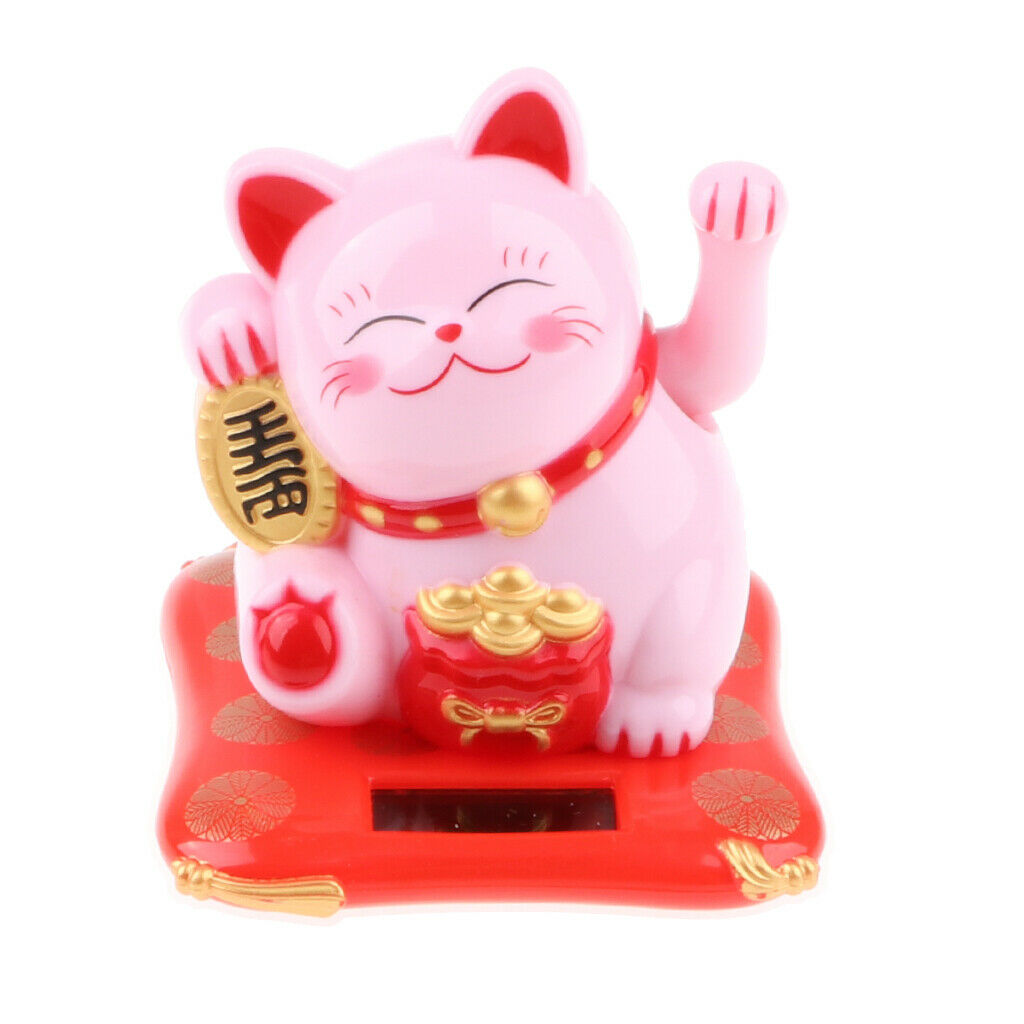 Nodding Bobbing Good Fortune Solar Cat with Shaking Hands for Attracting Wealth