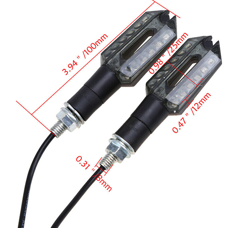 2PC Amber LED 8mm Motorcycle Turn Signal Lights 12V M8 Bolt Indicator Universal
