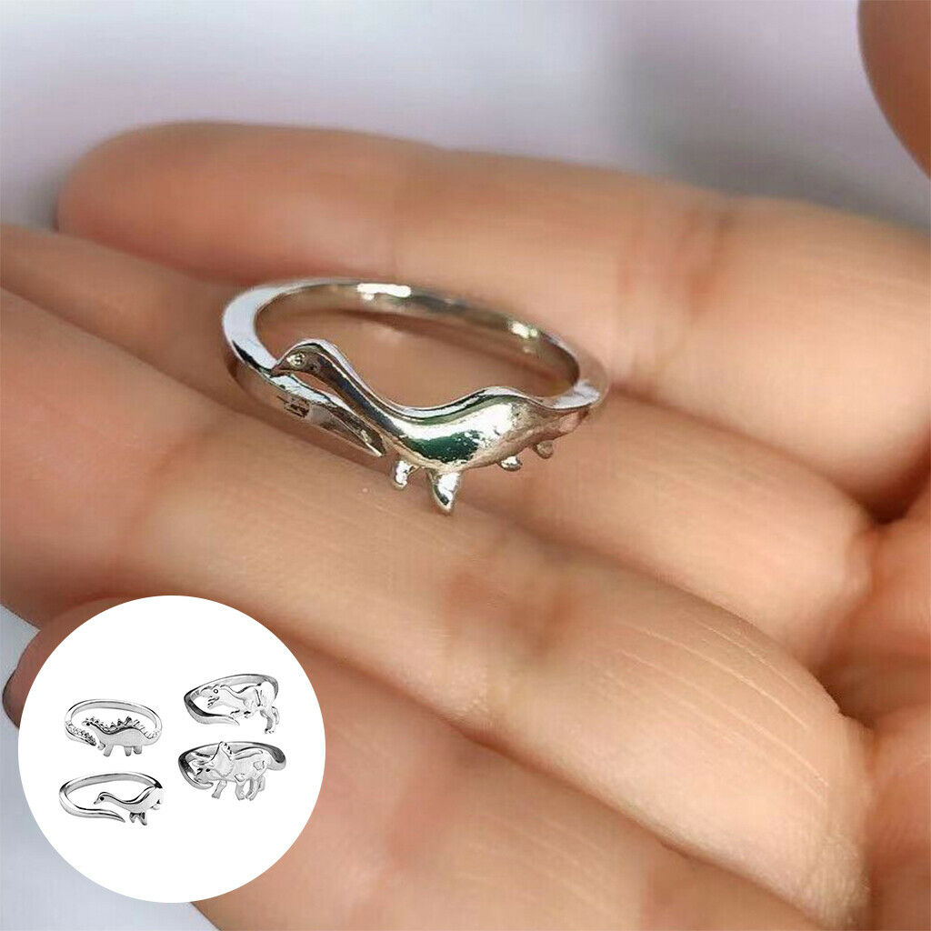 4-Pack Stylish Alloy Rings Dinosaur Theme Accessory for Women Men Halloween