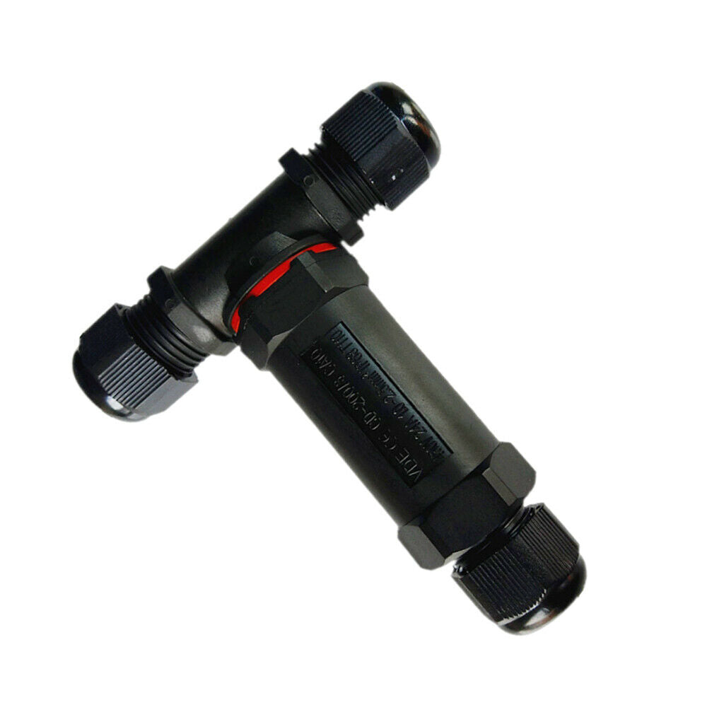 3-Way 3 Pin T Shape IP68 Waterproof Connector Screw Joiner 20A