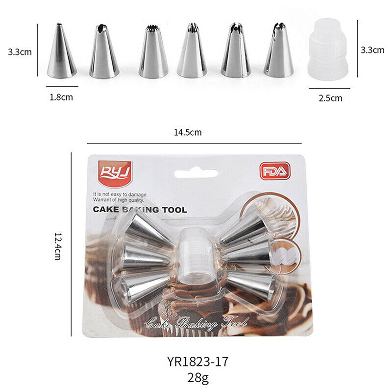 7Pcs/Set Stainless Steel Kitchen 6 Tip Cake Bread Baking Mouth Cake Makin.l8
