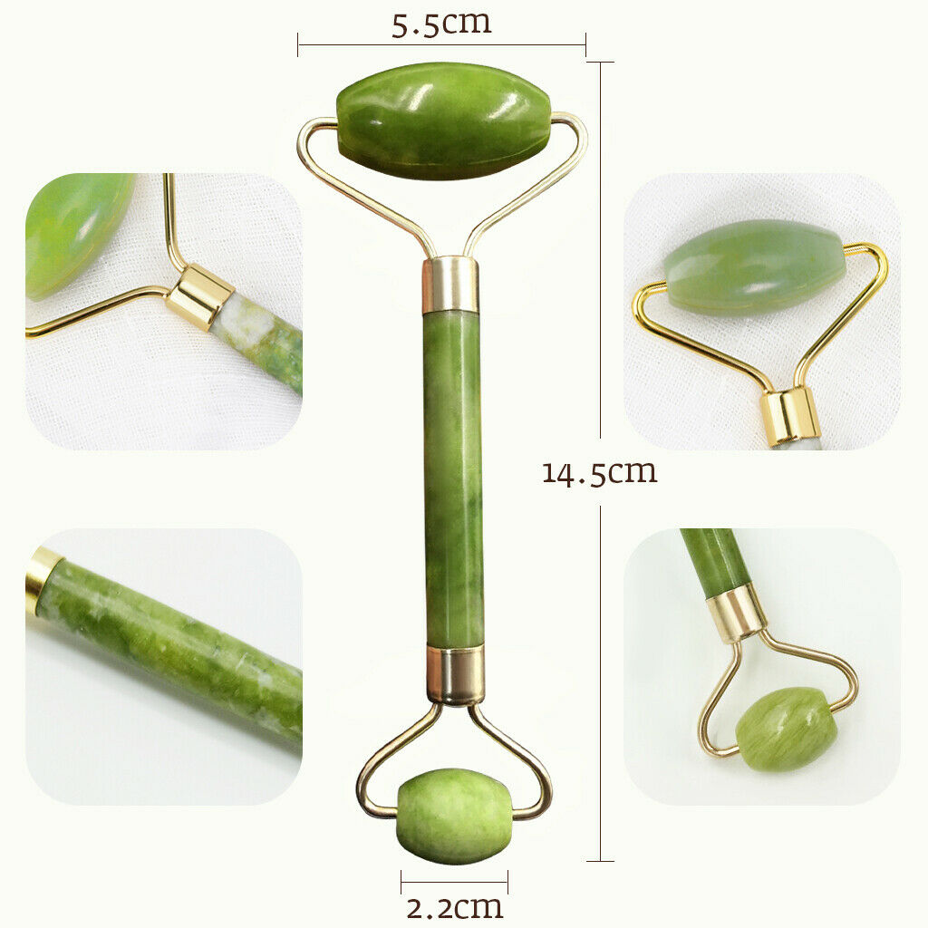 Jade Roller for Face with Gua Sha Massager Tool Natural Jade Facial Beauty Sets