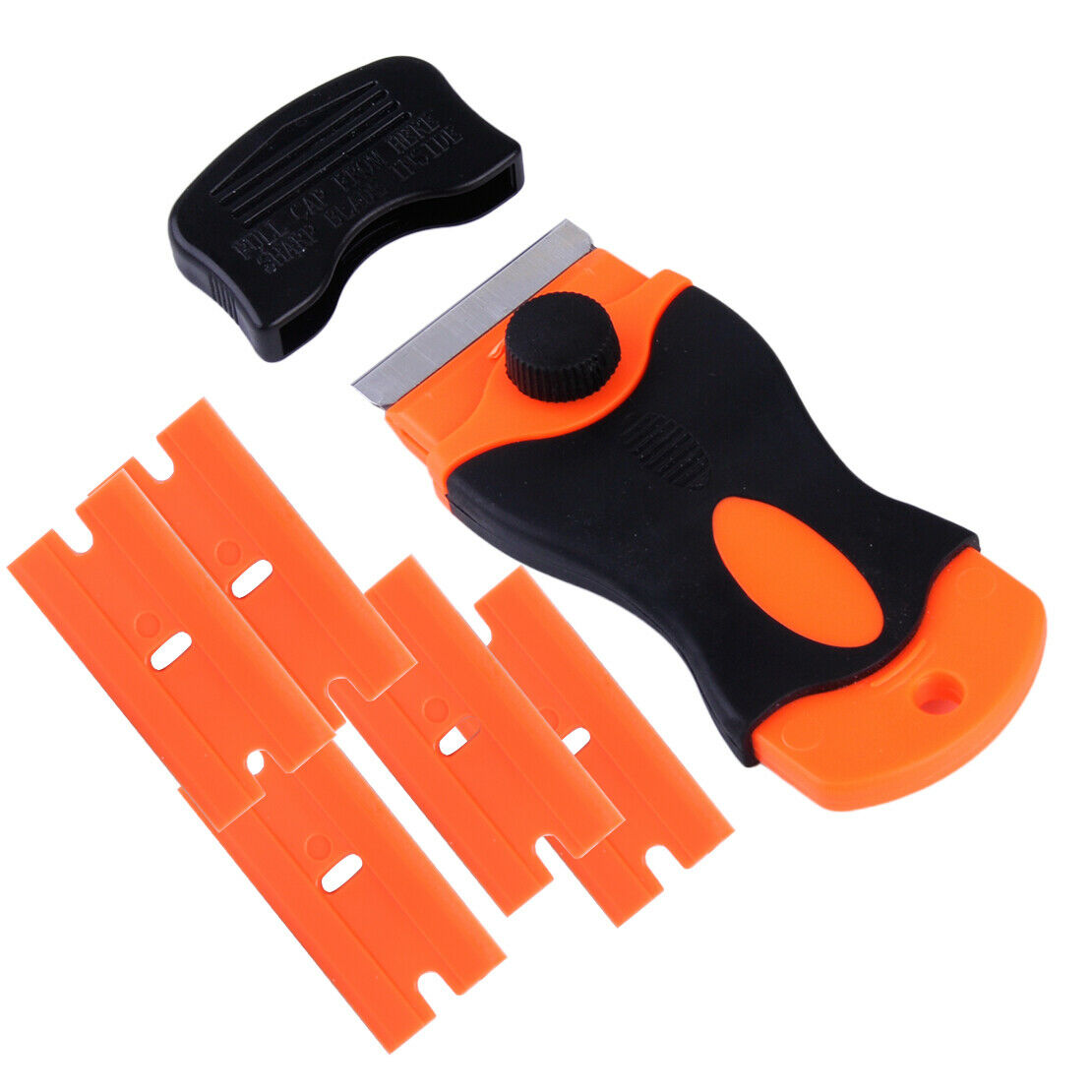 Film Stickers Razor Scraper Removal Tool w/ 100 Plastic Double Edged Blades An