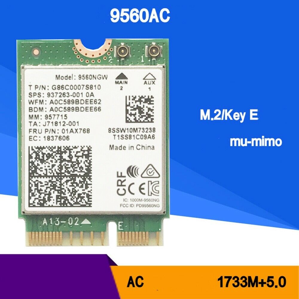 For Intel Dual Band AC 9560 9560NGW 802.11ac 1.73Gbps BT 5.0 NGFF CNVI Card