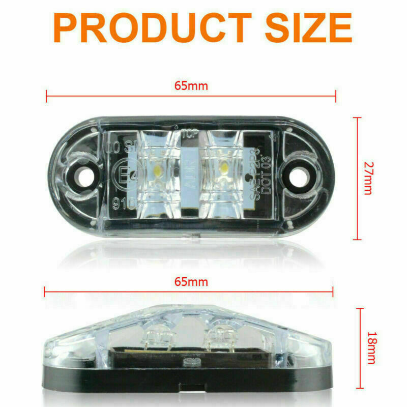 10* White 2-LED Oval Side Marker Lights Truck Trailer Clearance Light Waterproof