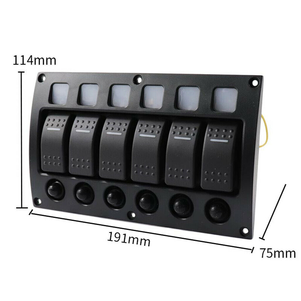 6 Gang Toggle Switch Panel Curved Waterpoof LED Switch Panel with Backlight The