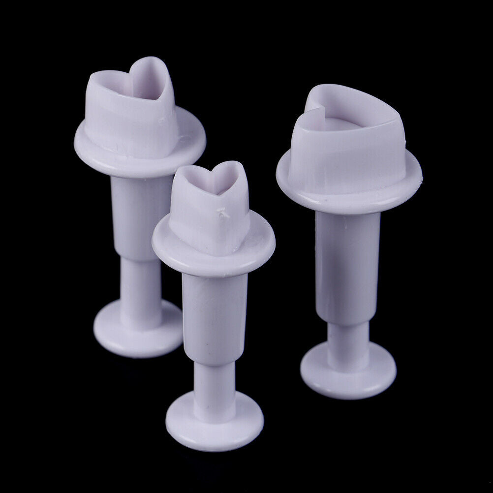 3pcs Love Heart Shape Cookie Plunger Cutter Fondant Gumpaste Cupcake Topp.l8