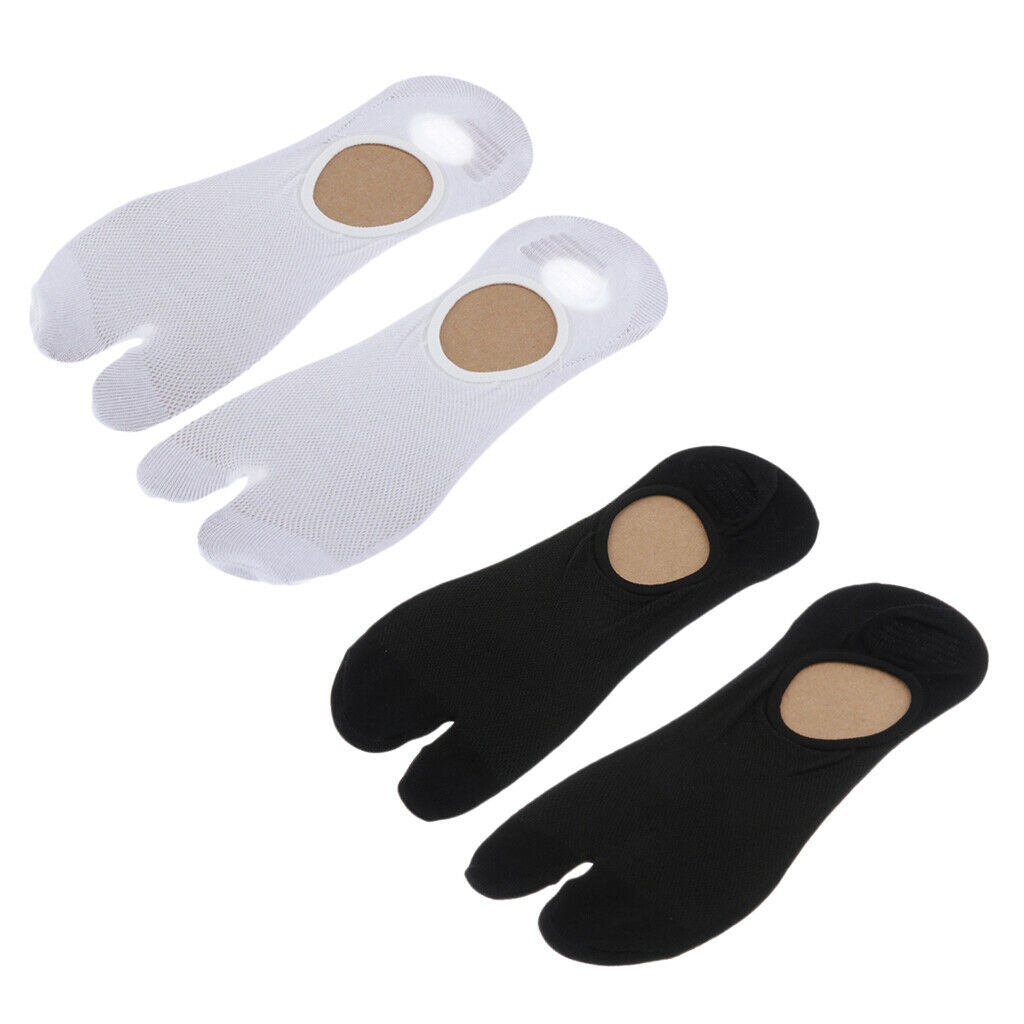 2 Pairs Stretchy Cotton Ankle 2 Toe Socks Japanese Tabi Socks White Black