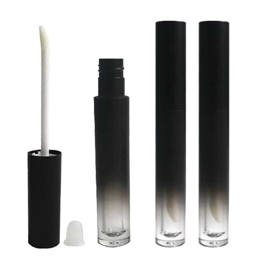 3x 4.5ml Black Empty Makeup Lip Gloss Tubes Cylinder Lip Stain Lip Tint Bottles