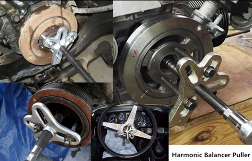 Auto Car Harmonic Balancer Kit Gear Pulley Steering Wheel Crankshaft Puller Tool