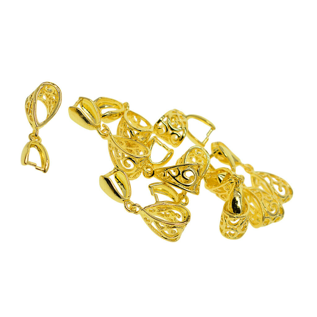 10Pcs Golden Pinch Bail Clasp Slide Pendant Necklace Connector Hanging Craft