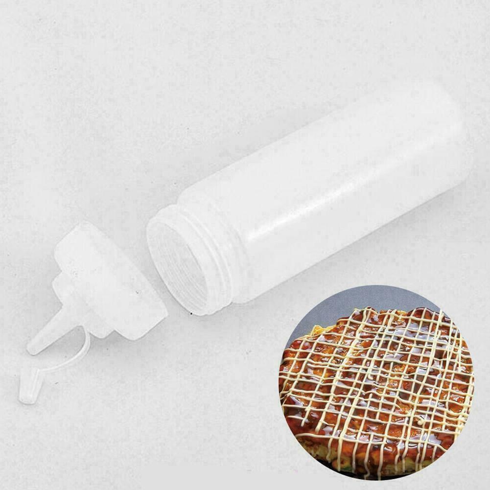 240ml Clear Plastic Squeeze Bottle - Condiment Dispenser Mustard Ketchup new