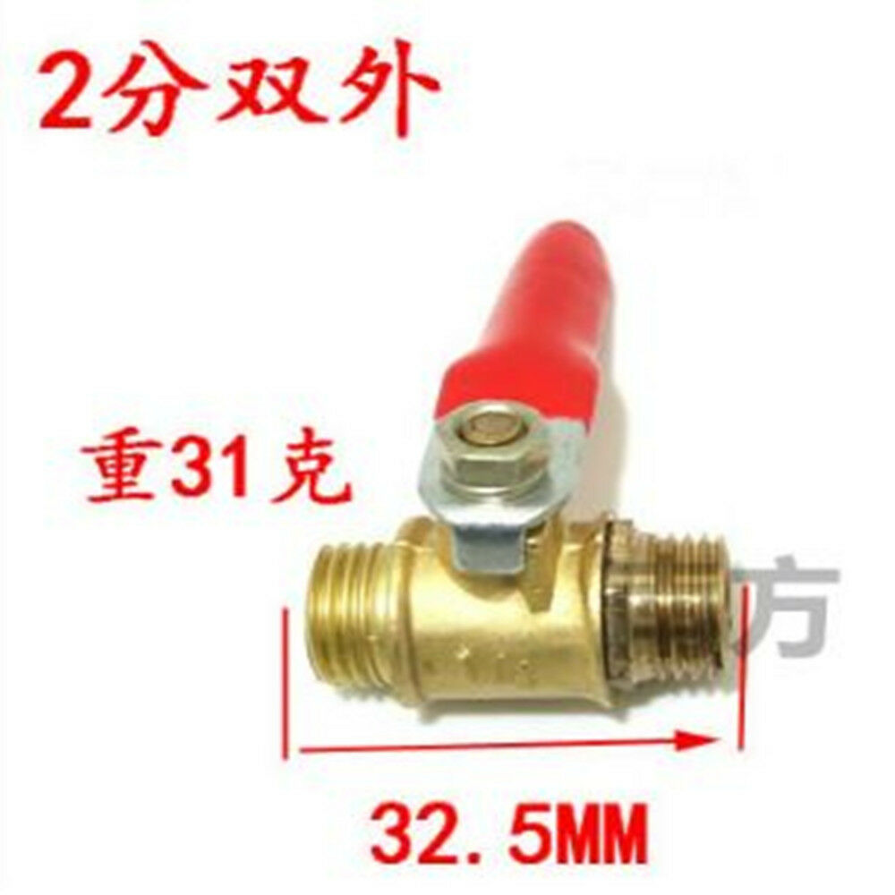 1PC Male to Male 1/4" PT Thread Red Lever Handle Brass Ball Valve