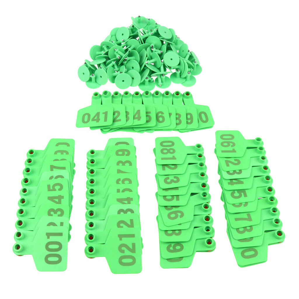 100 Pieces Pig Cow Cattles Livestock Ear Tags with Number 001-100