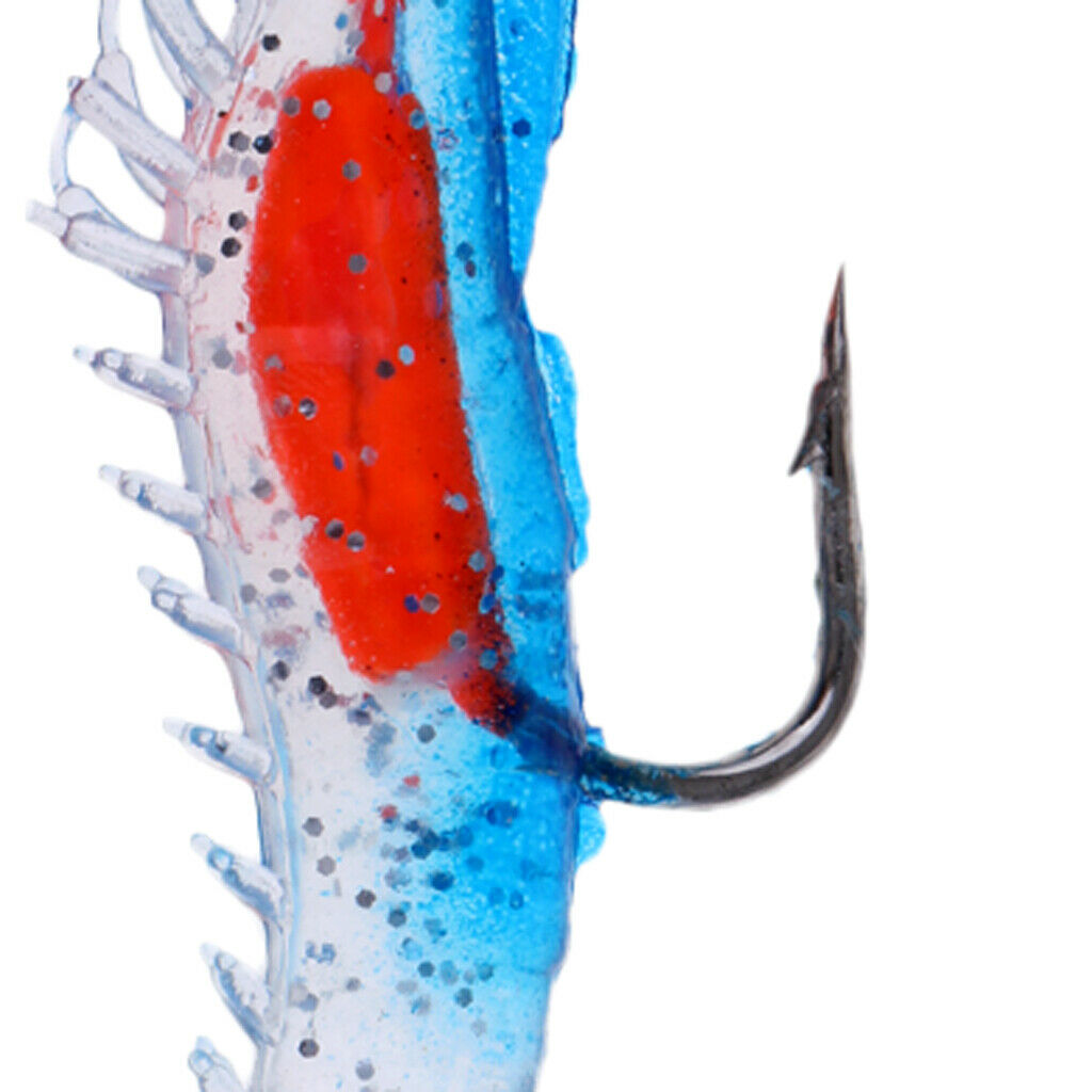 5Pcs Creative Shrimp Style Soft Prawn Lures Simulation Hook Baits Blue